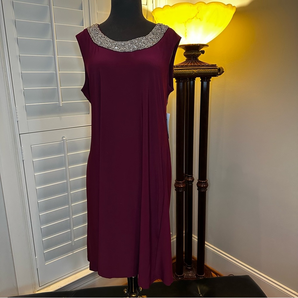 🔥👗R&M Collection Merlot 2 Piece Dress with Jacket Sz 14 - Picture 3 of 9